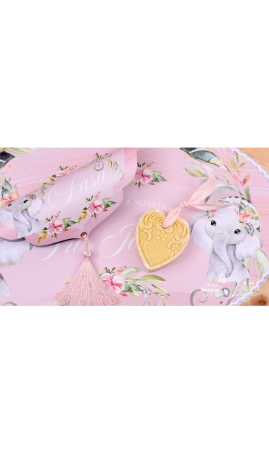 Trusou de botez cu elefantica si flori tropicale Elephant Baby Girl 20